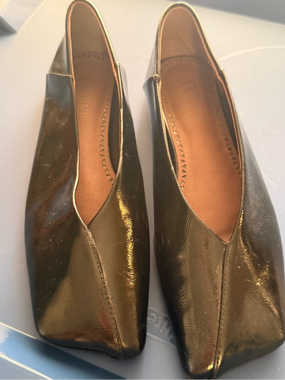 Women’s Black Patent Square-Toe Slip-On Flats